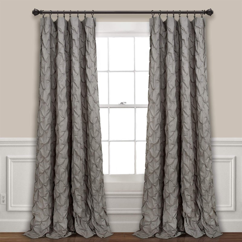 Lush Decor Ravello Pintuck Vintage Chic Farmhouse Curtains, Single Curtain Panel, 52" W x 84" L, Gray - Luxe Pintuck Embellishment - Chic Textured Design - Traditional Glam & Farmhouse Window DÃ©cor - Image 1